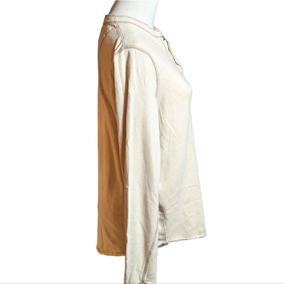 Vintage Abercrombie Cream Button Logo Long Sleeve Tee Shirt - Picture 7 of 8